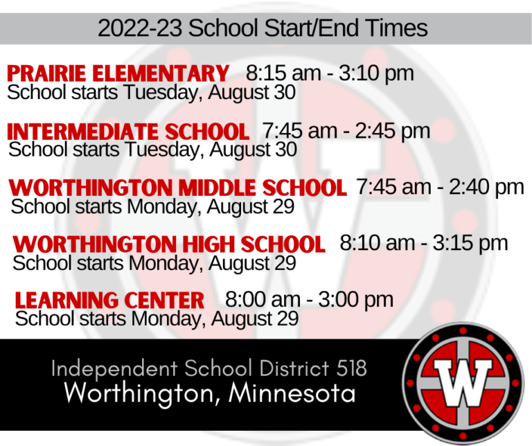 2022 2023 School Start End Times Independent School District 518